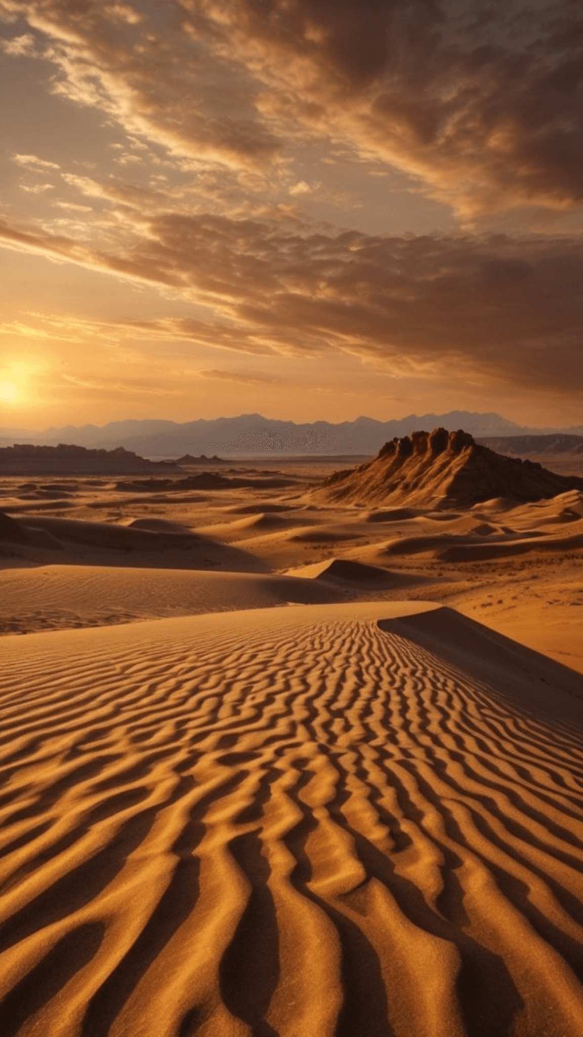 Dunes de sable sous le soleil couchant